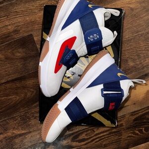 Lebron Nike White and Blue and Red Sneakers